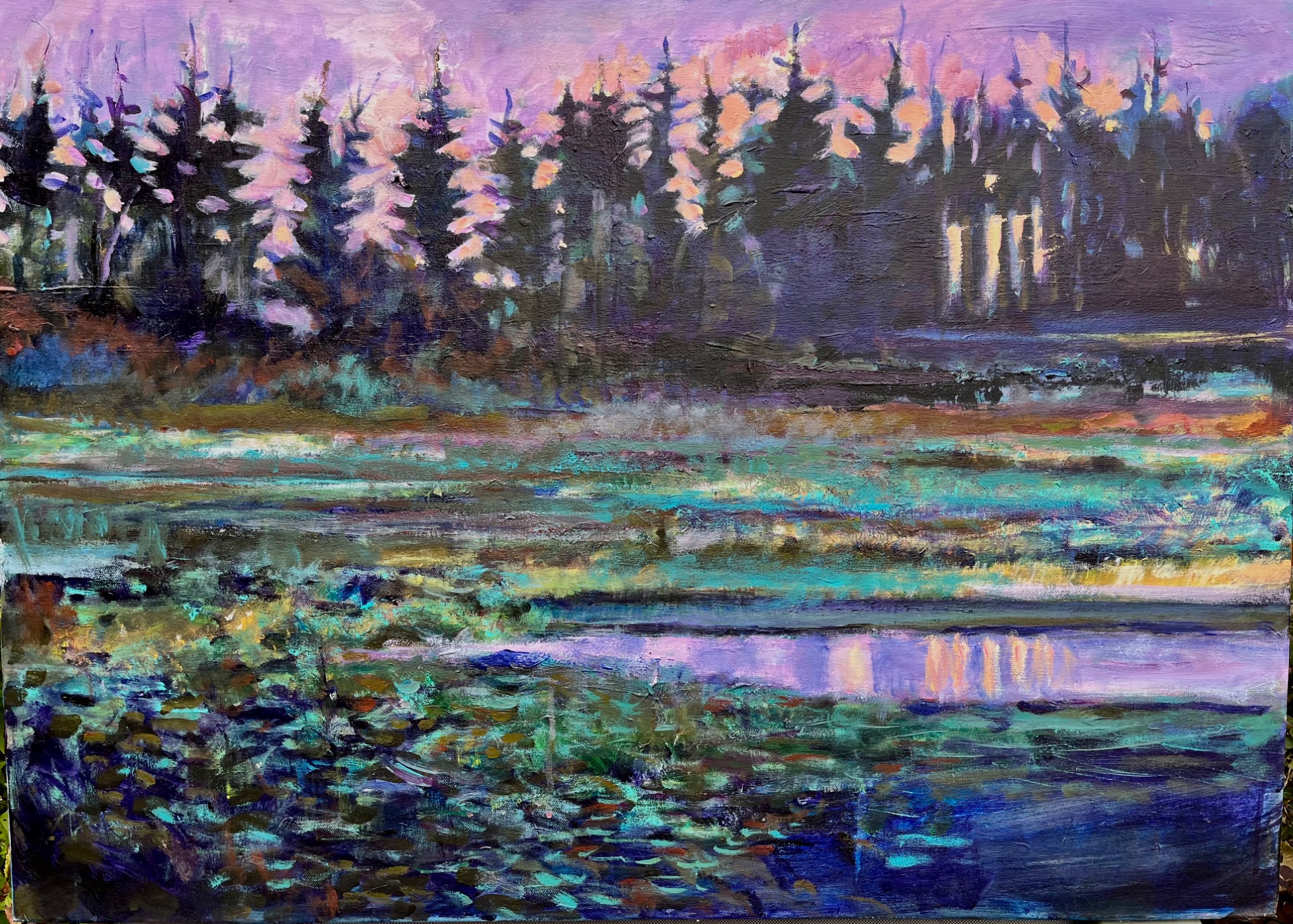 Aftensol ved mosen 65x90cm 2026